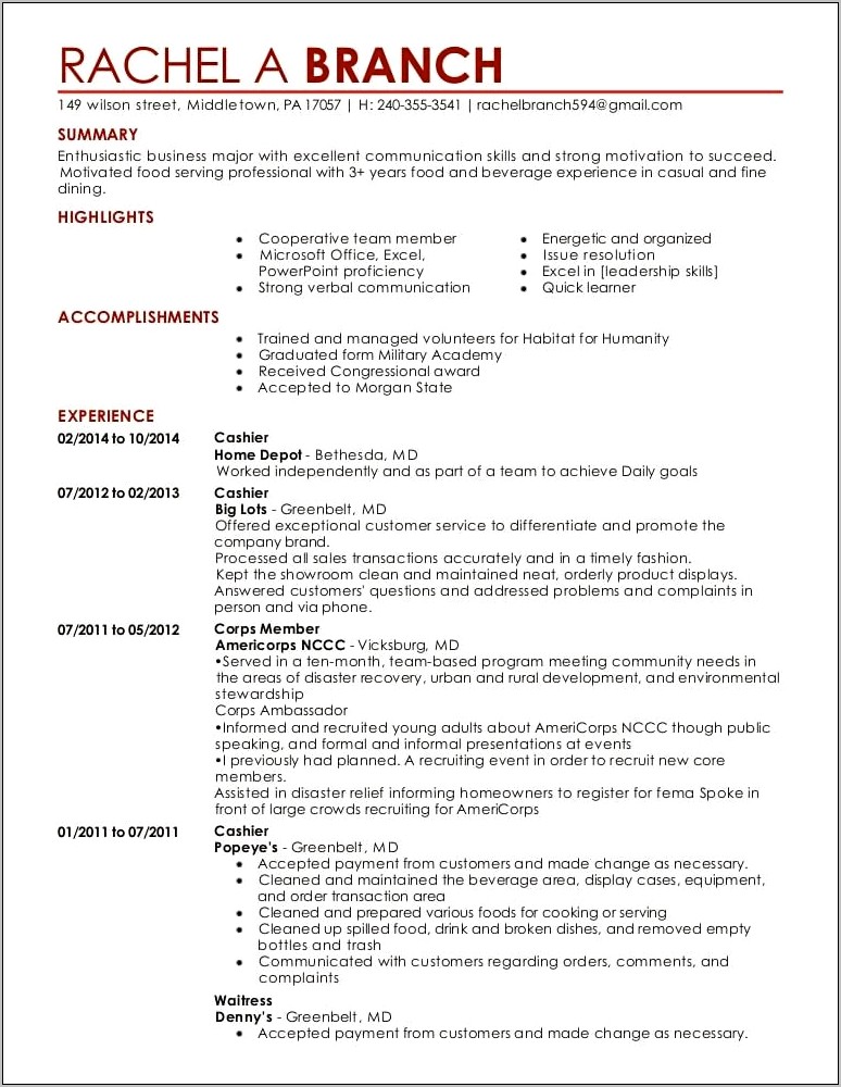 Americorps National And State Resume Sample