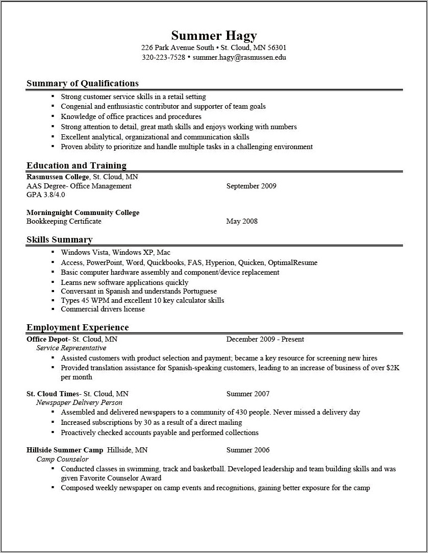 An Example Of A Resume Objective Statement