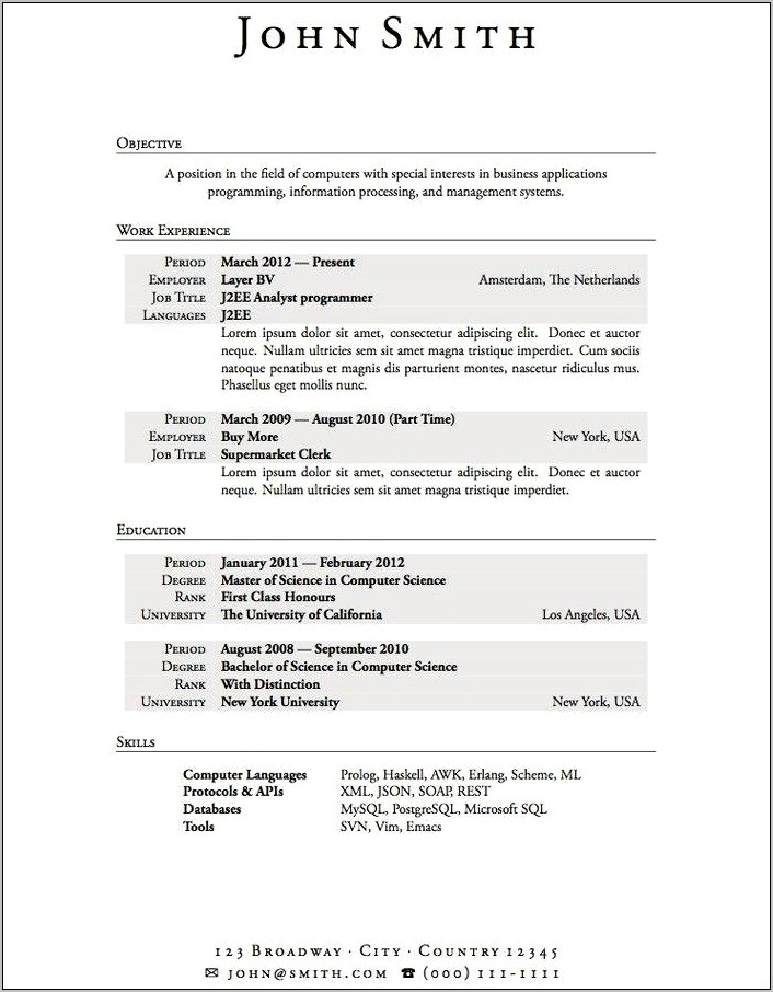An Example Resume For High School Student