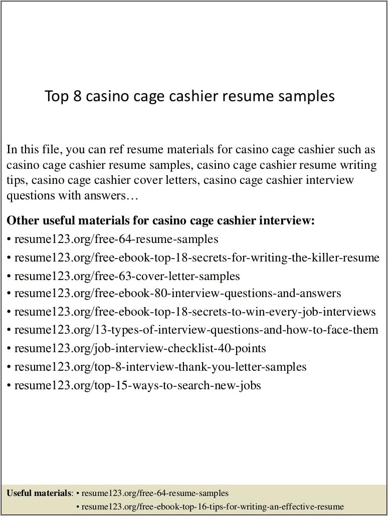 Another Word For Cashier For Resume