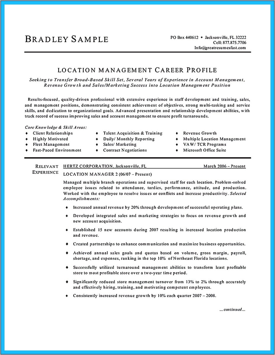 Apartment Manager Career Objective For Resume