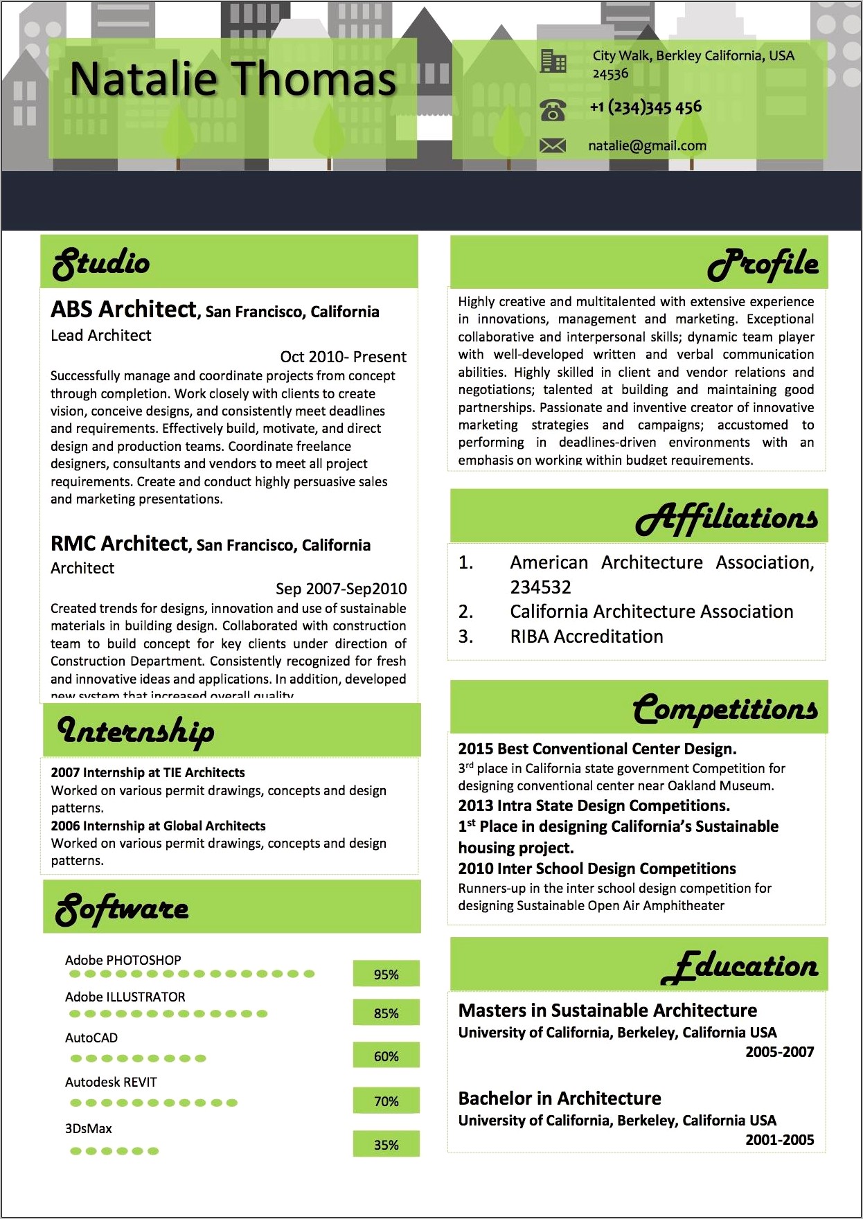 Architect Resume Templates For Microsoft Word