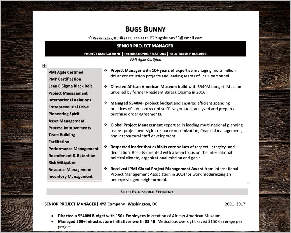 Asset Management Sample Projects For Resume