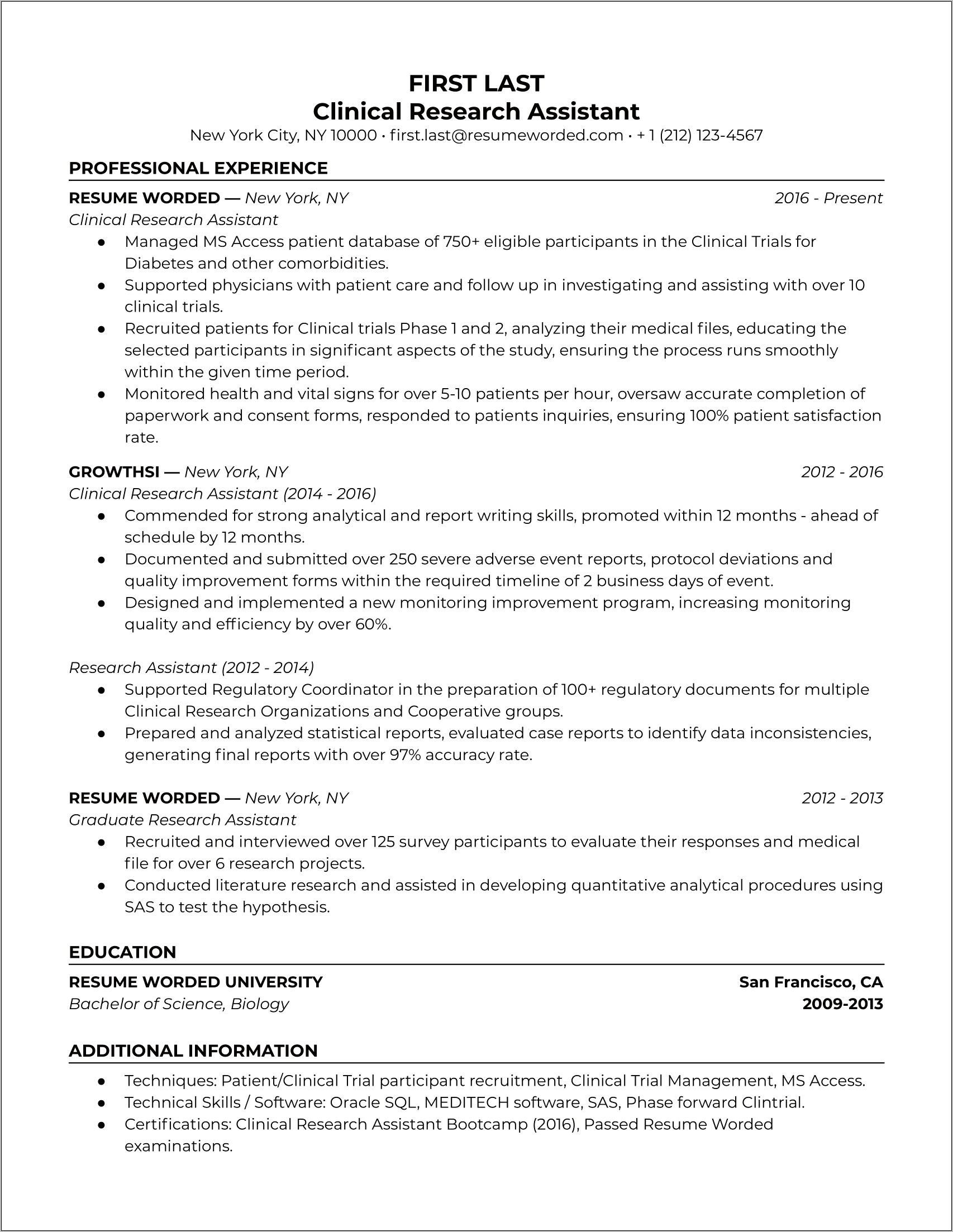 Assist Lab Manager In Developing Experimental Procedures Resume