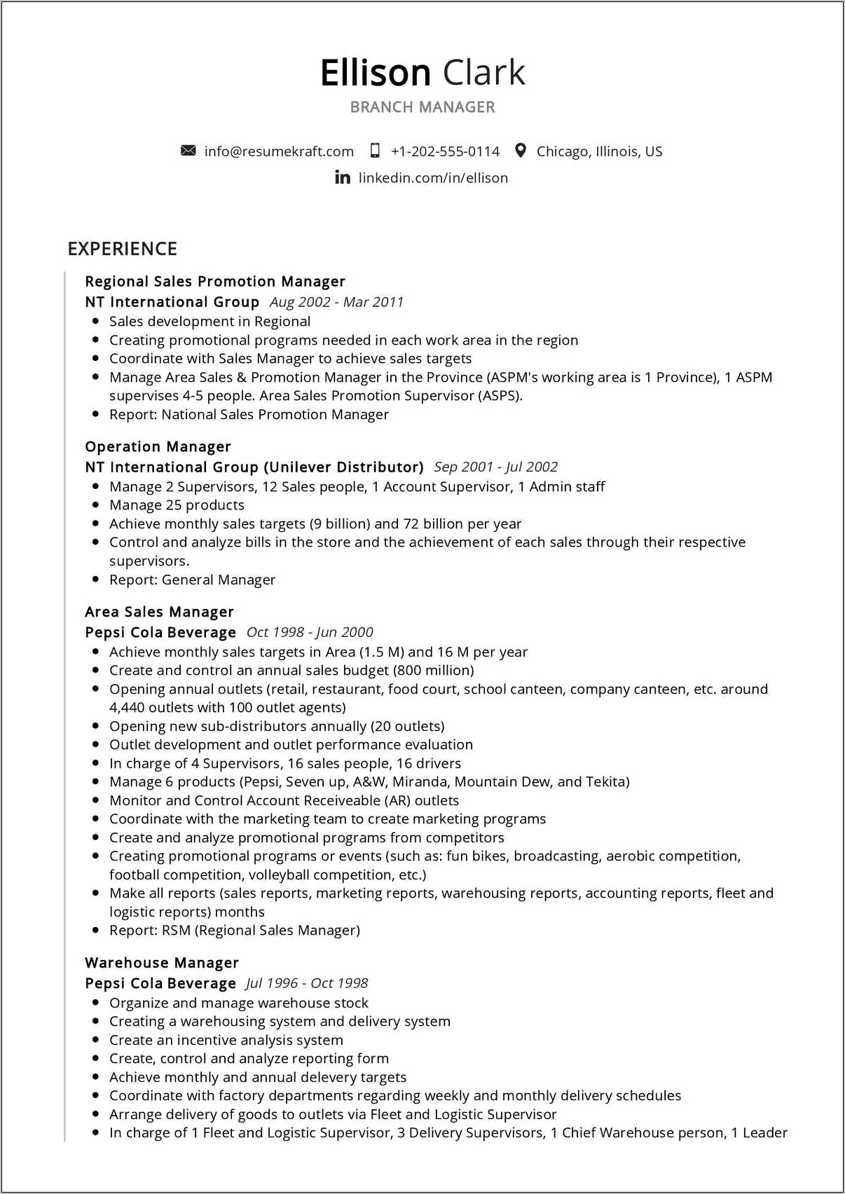 Assistant Branch Manager Resume Template