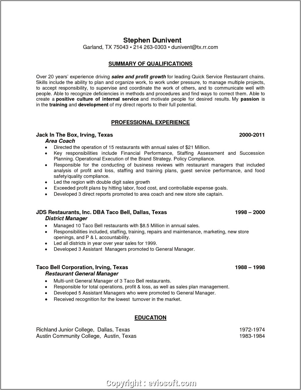 Assistant General Manager Food And Beverage Resume Responsibilities