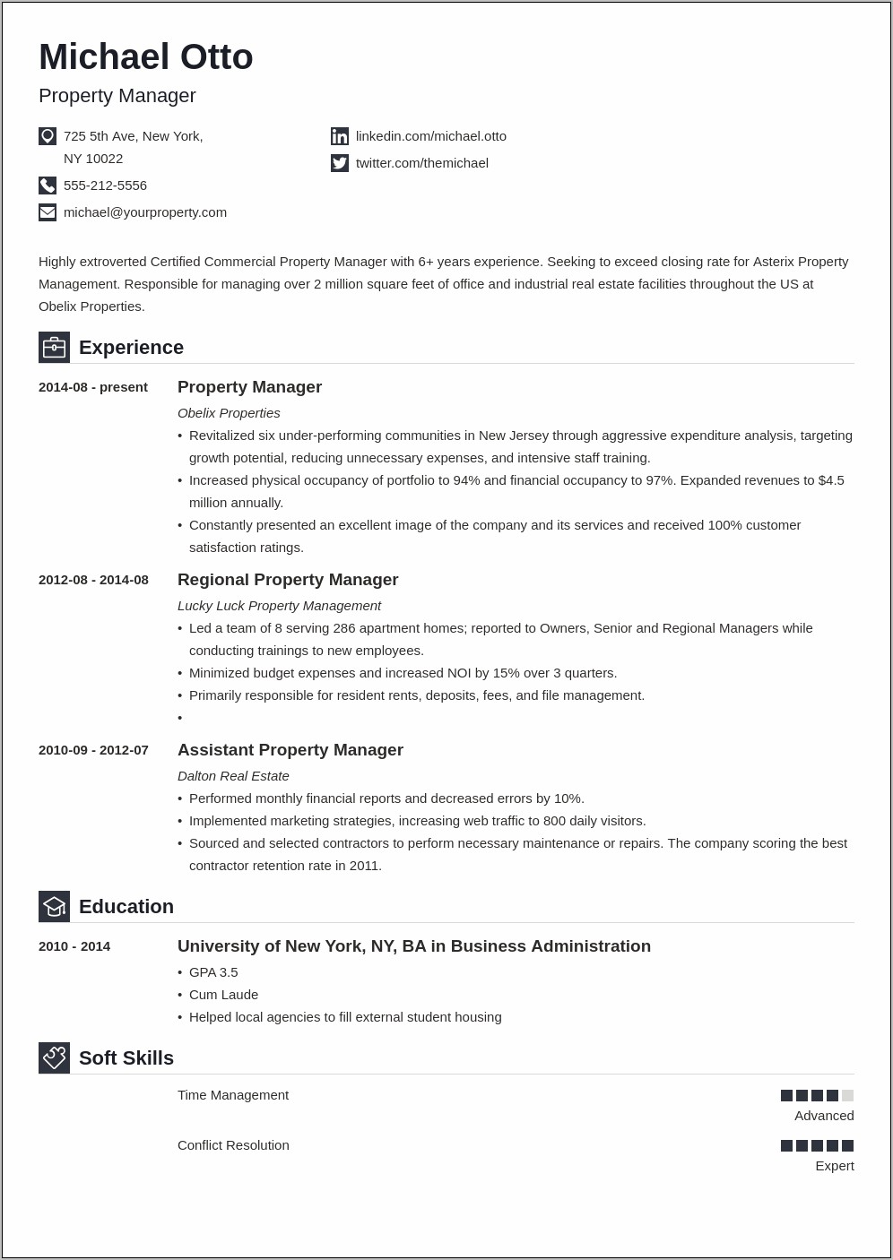 Assistant Property Manager Skills For Resume