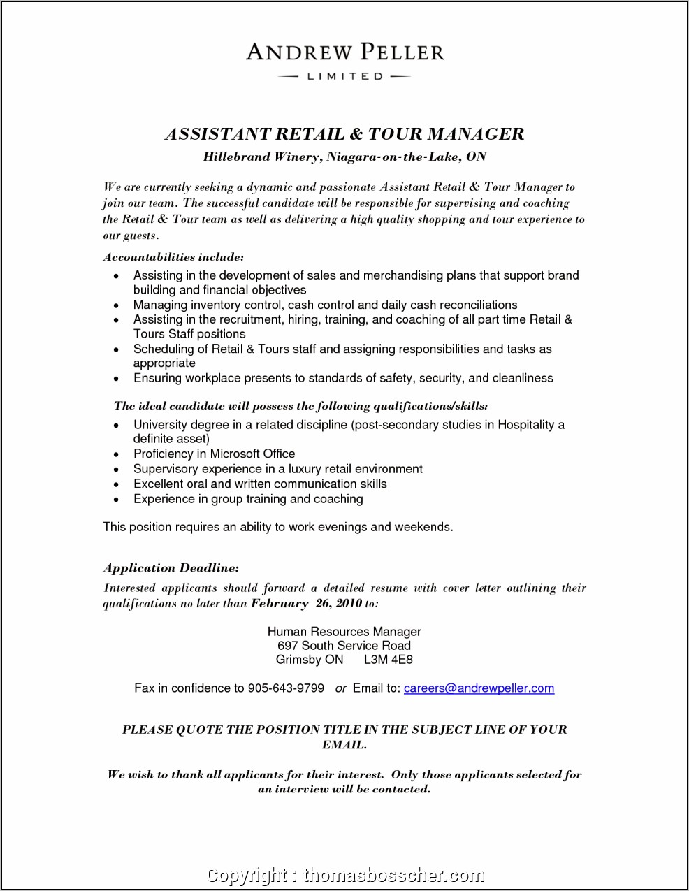 Assistant Store Manager Resume Cover Letter
