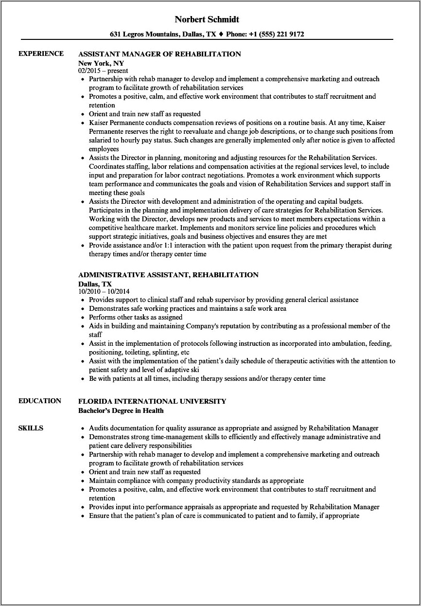 Assitant Director Of Nursing Job Description Resume