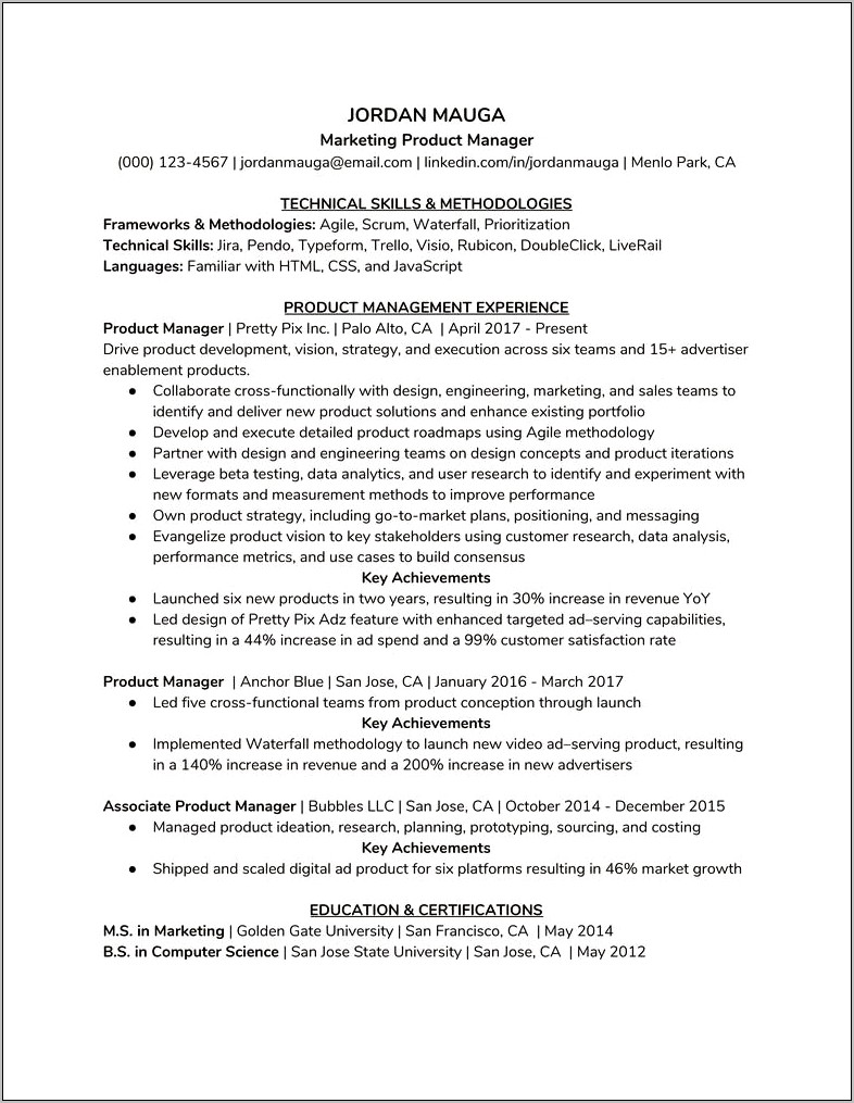 Associate Product Marketing Manager Resume