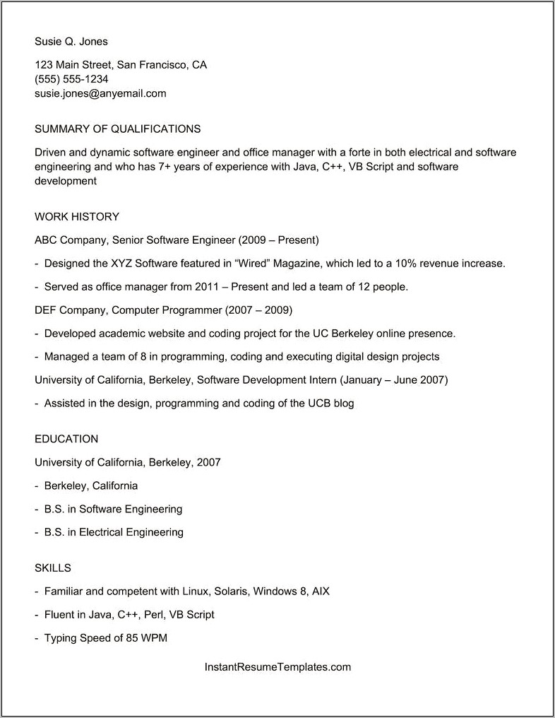 Ats Friendly Resume Sample Word Doc Downloadable