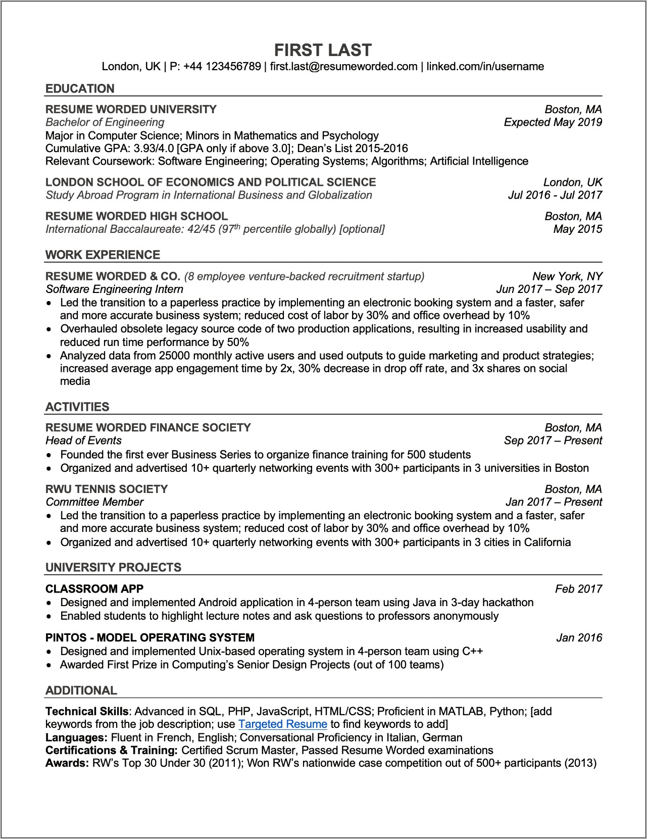 Ats Friendly Resume Template For Designers