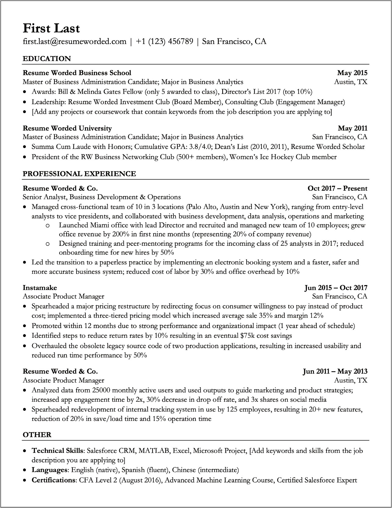 Ats Resume Template With Some Style