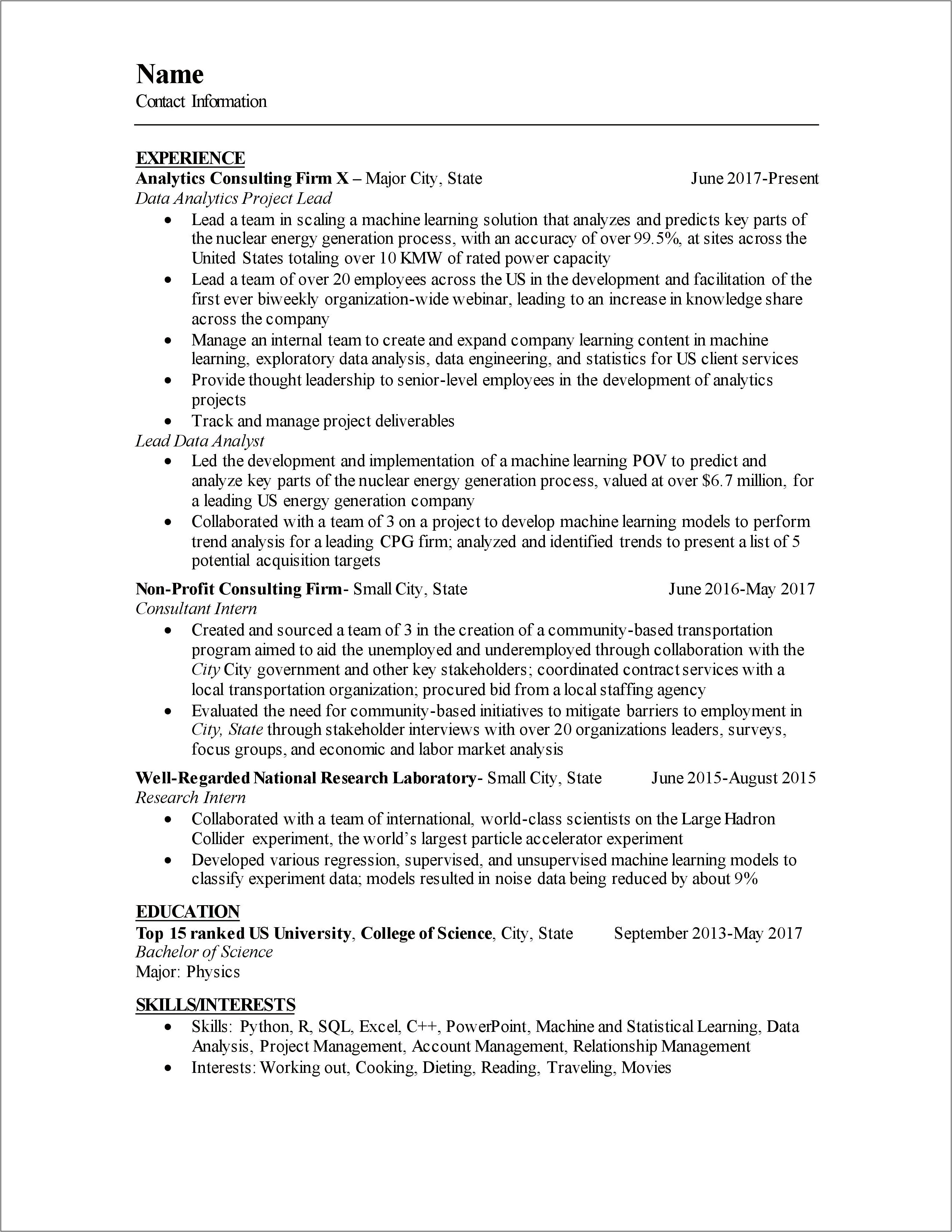 At&t Project Manager Resume