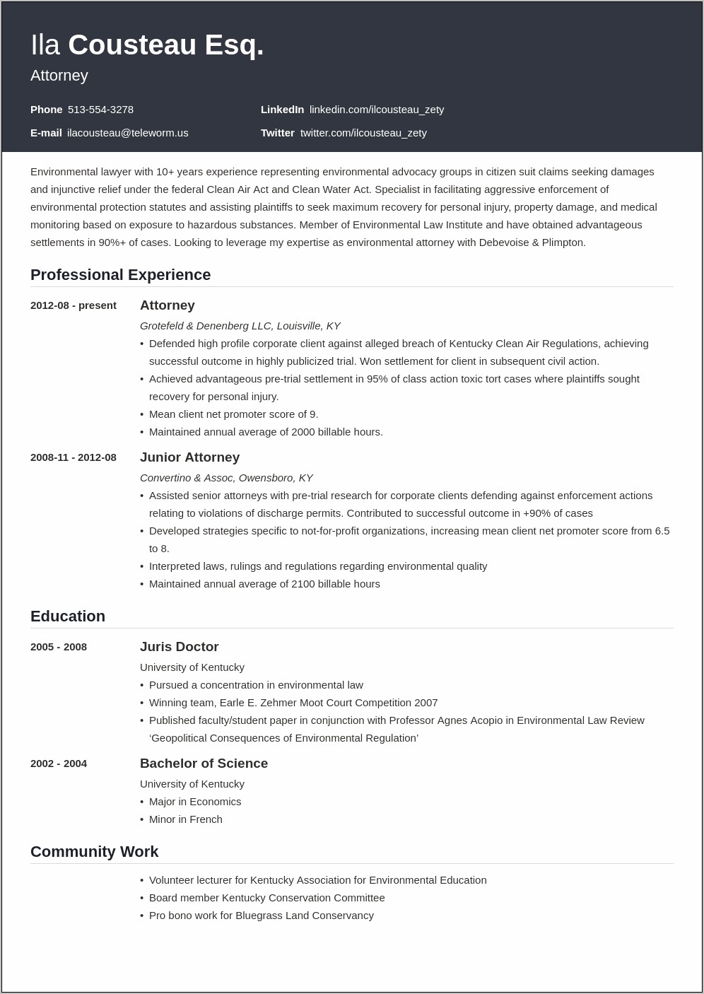 Attorney Document Review Resume Sample