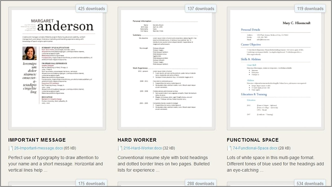 Attractive Resume Templates Word Free Download