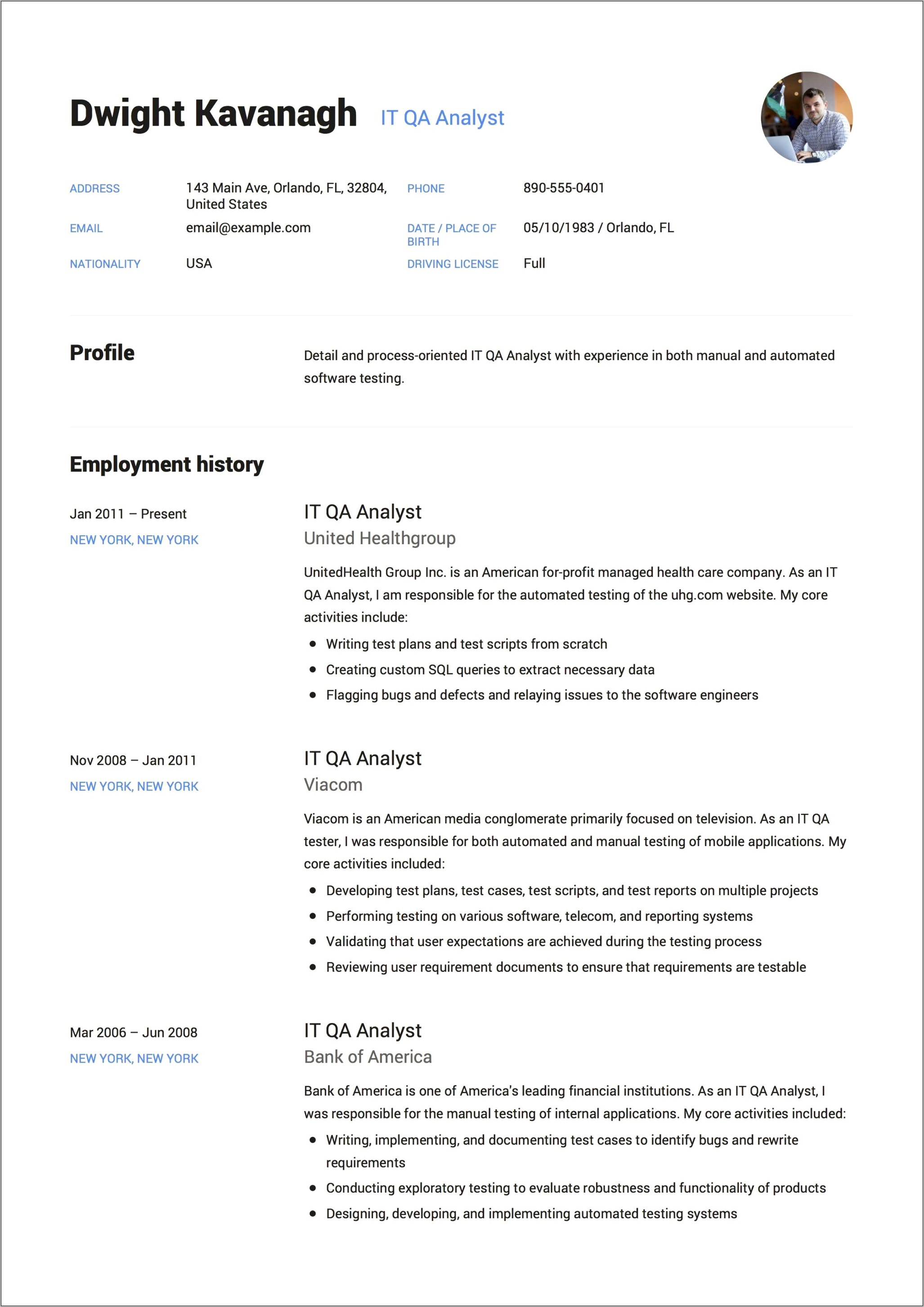 Automation Testing Resume For 2 Years In Experience