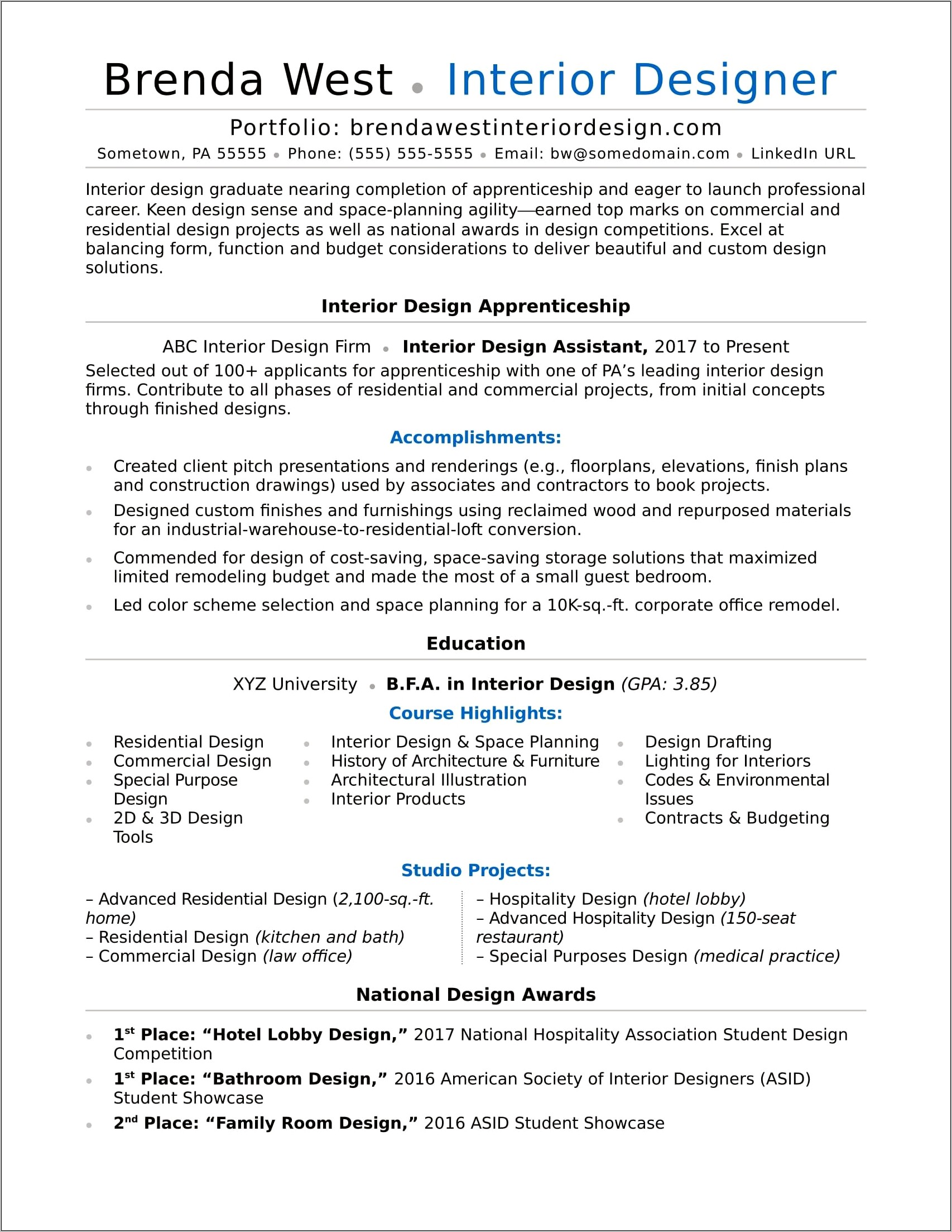 Awards And Achievements In Resume Sample