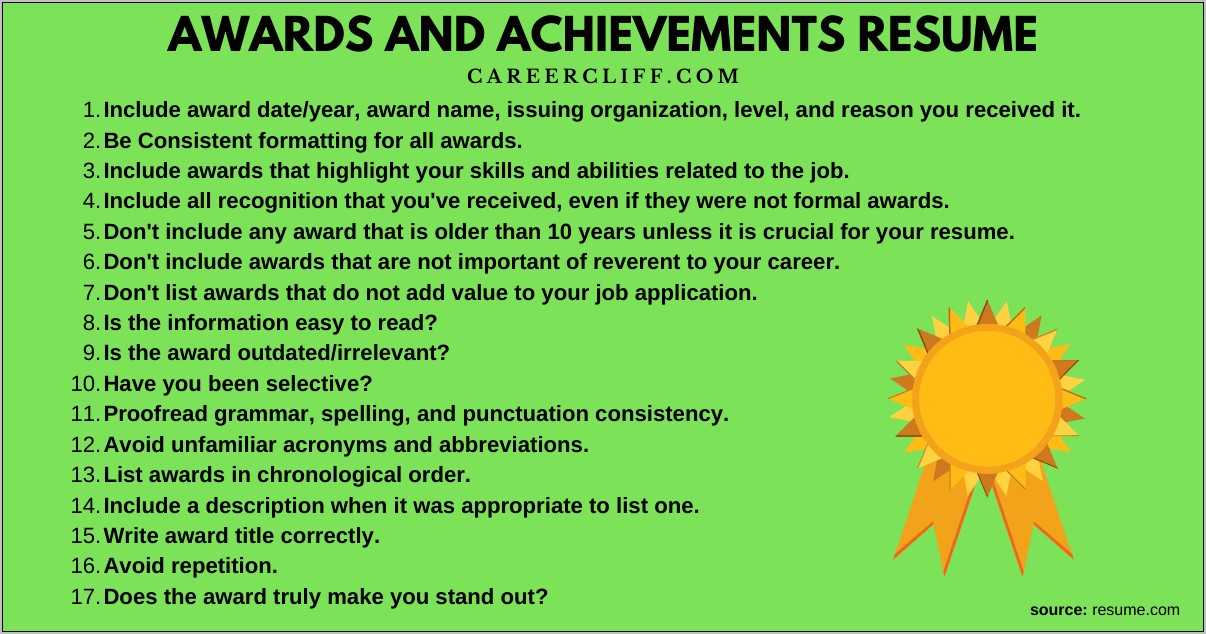Awards And Achievements To Put On A Resume