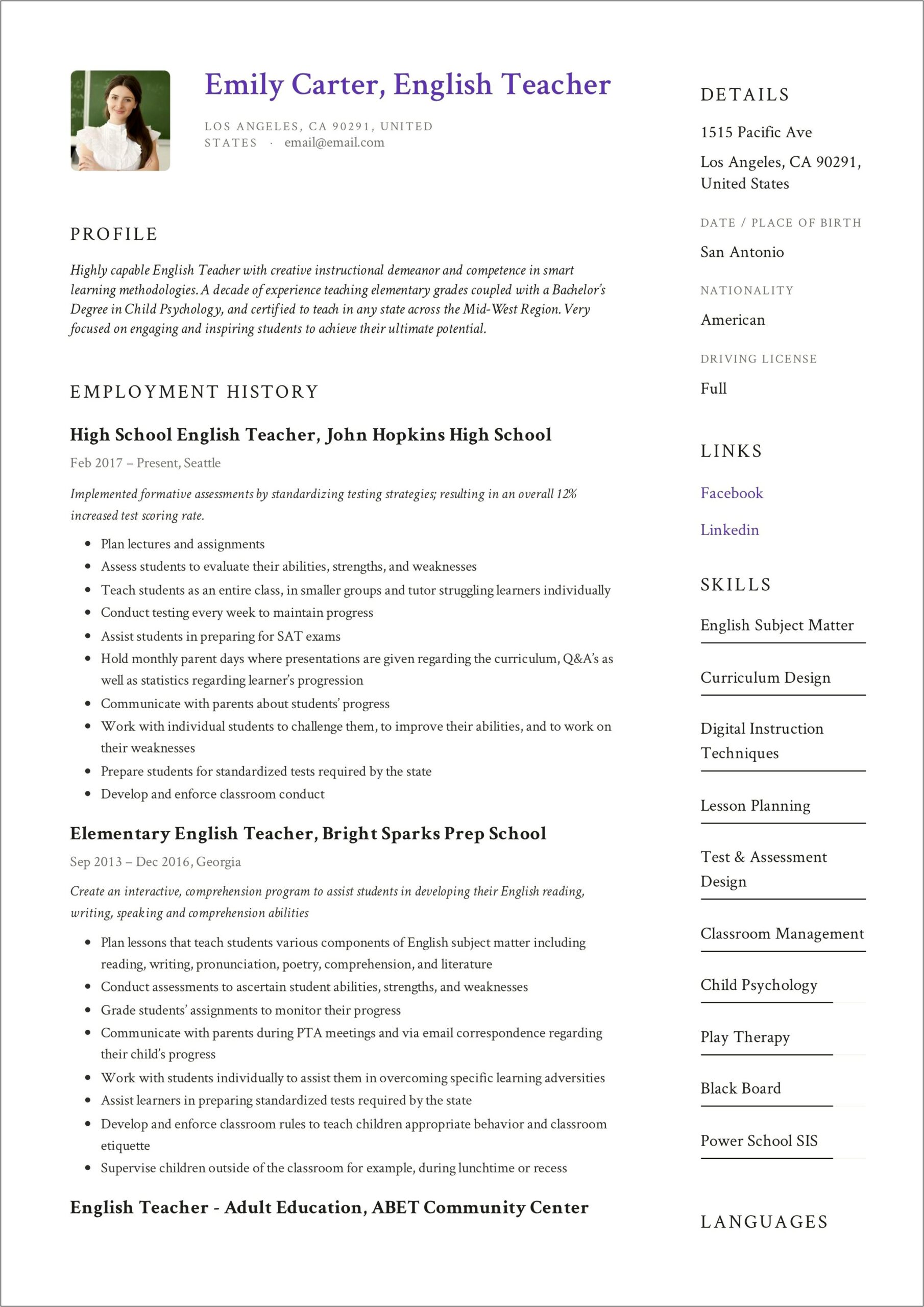 literature review experience in resume