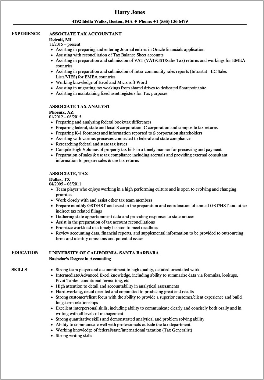 Ba Resume With Legal Tax Platforms Experience
