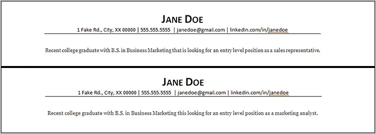 Bachelor Degree In Marketing Resume Objective Examples