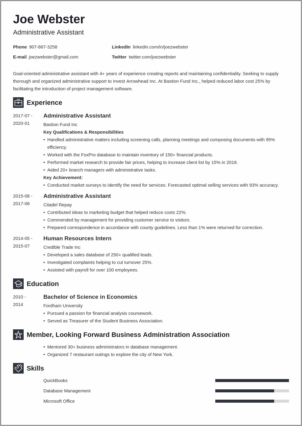 Bachelor's Degree In Business Management On Resume
