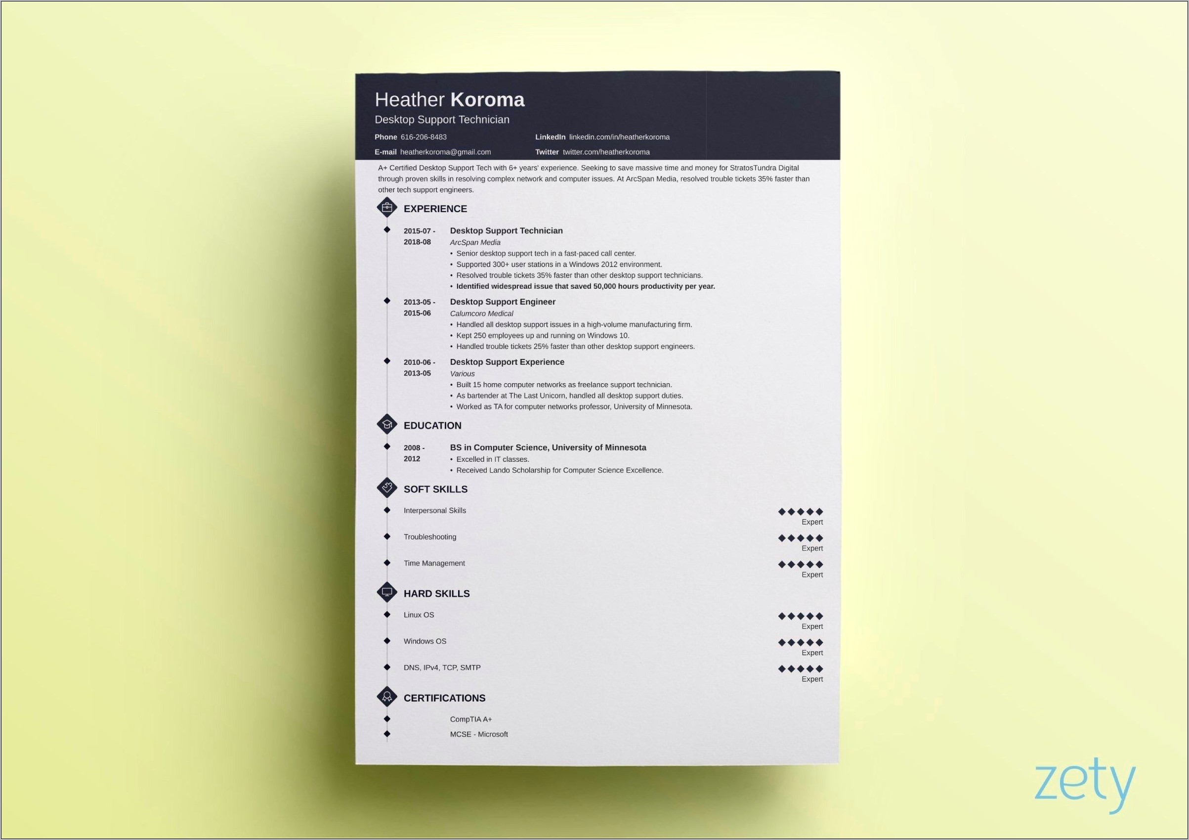 Basic One Page Resume Template Free Download