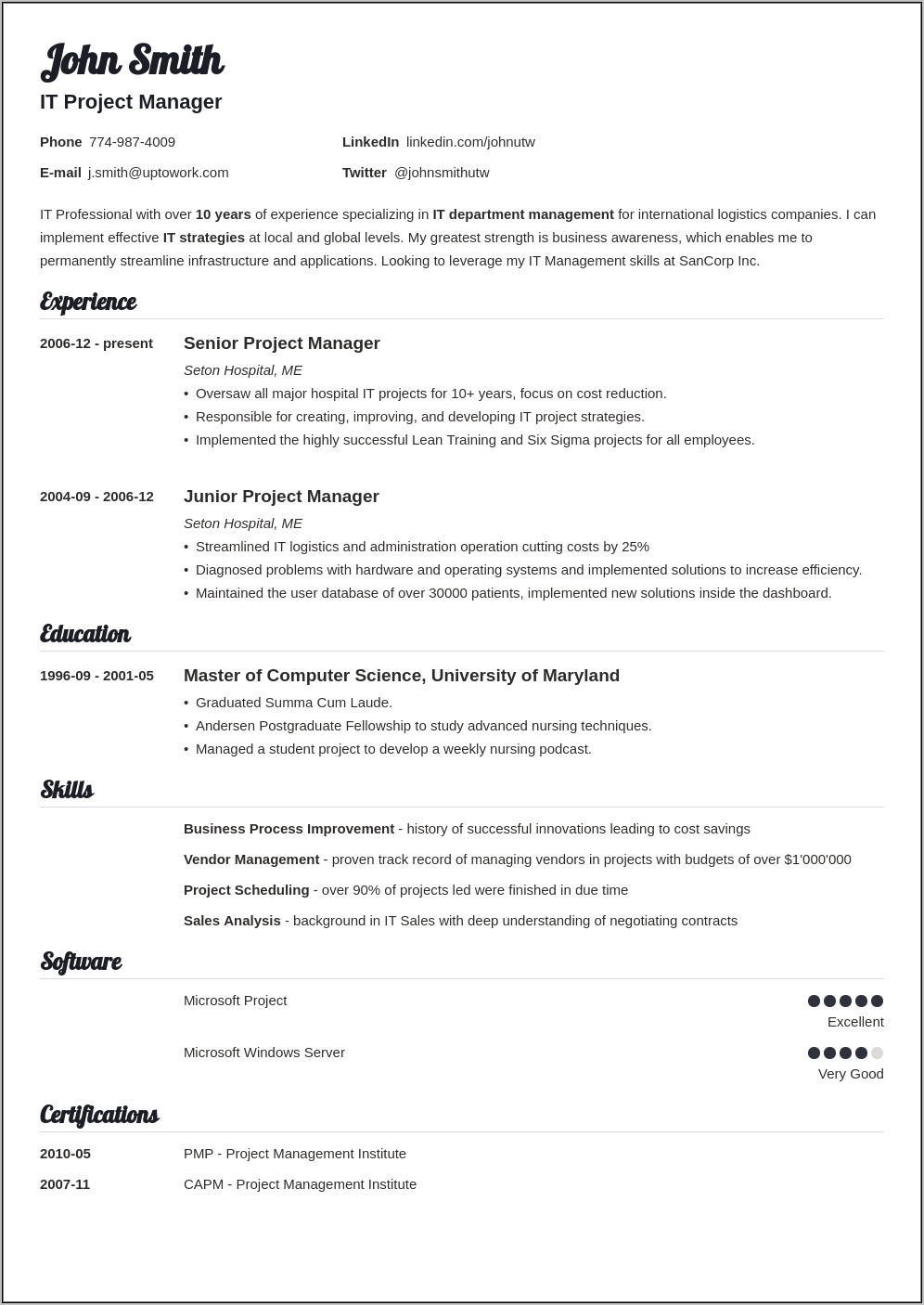 Basic Resume Format In Word Download