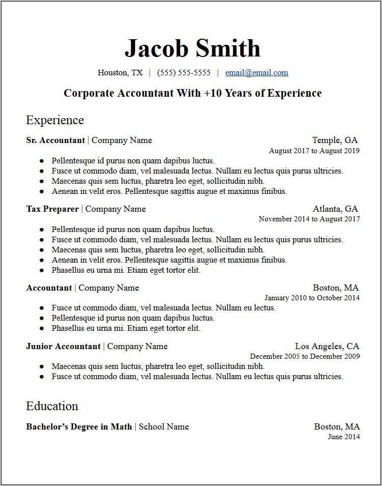 Basic Resume Template With Profile Summary