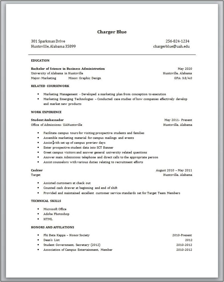 Basic Resume With No Work Experience