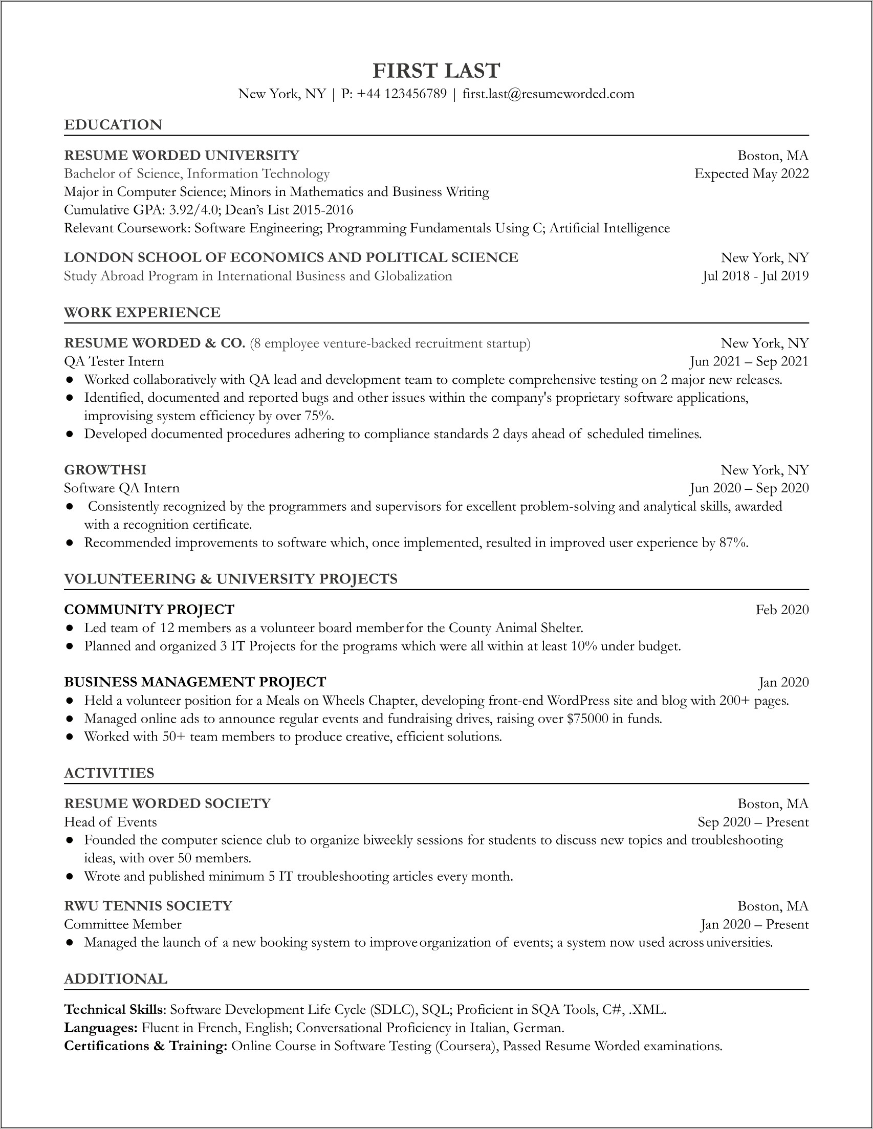 Bay Area Quality Assurance Resume Samples