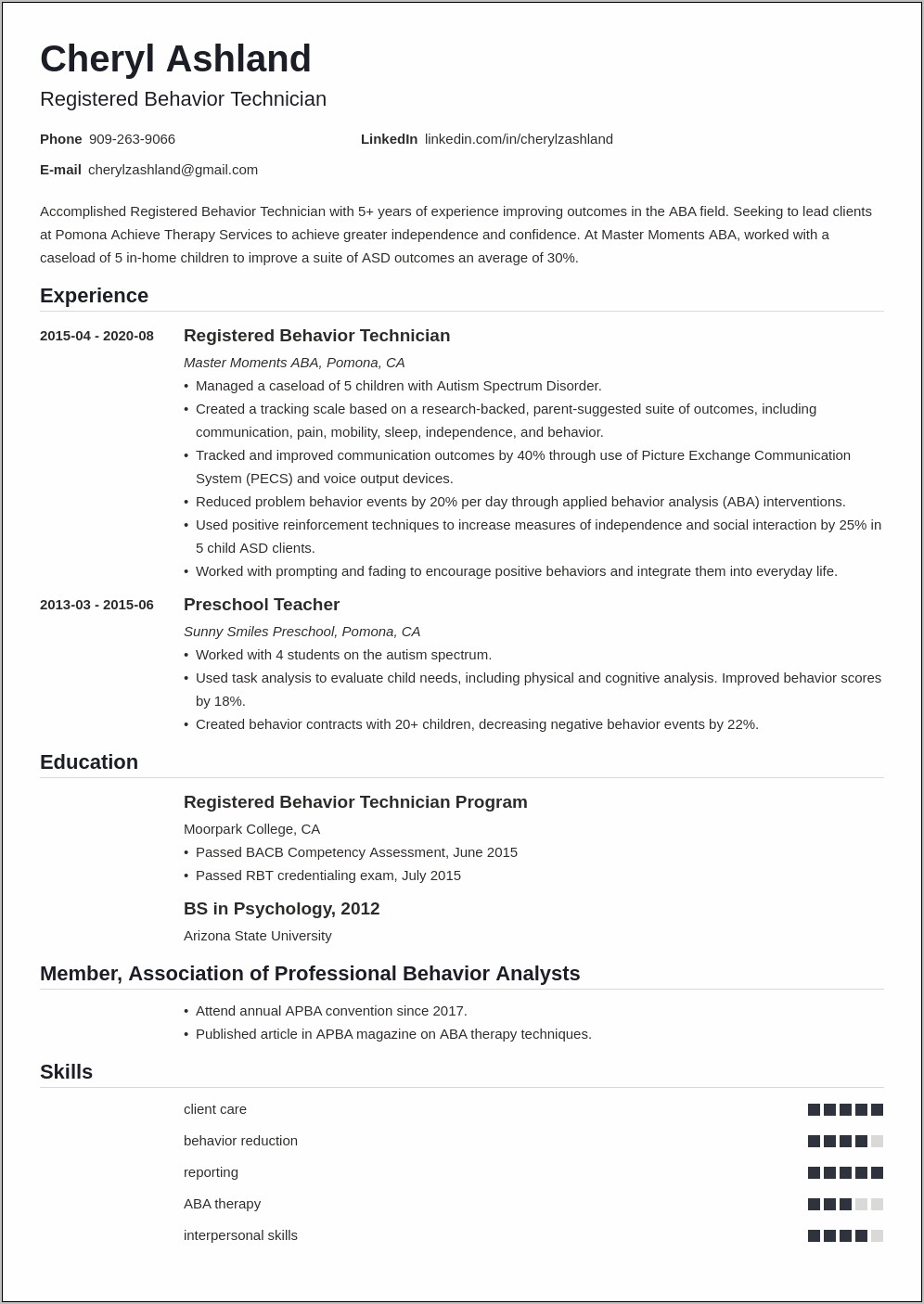 Behavioral Health Paraprofessional Job Description For Resume