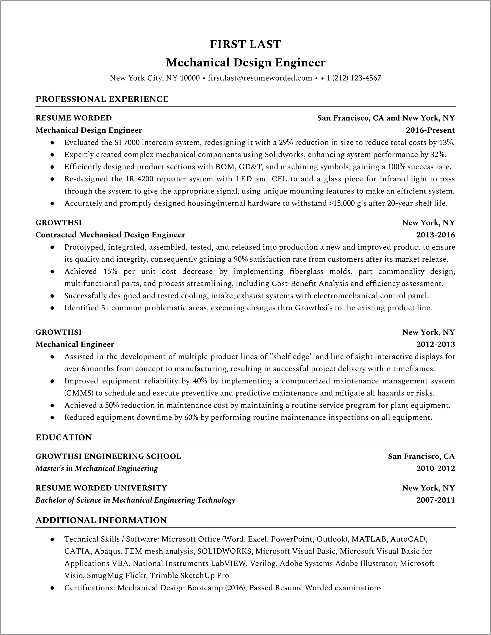 Best Acttion Verbs For Mechanical Engineering Resume