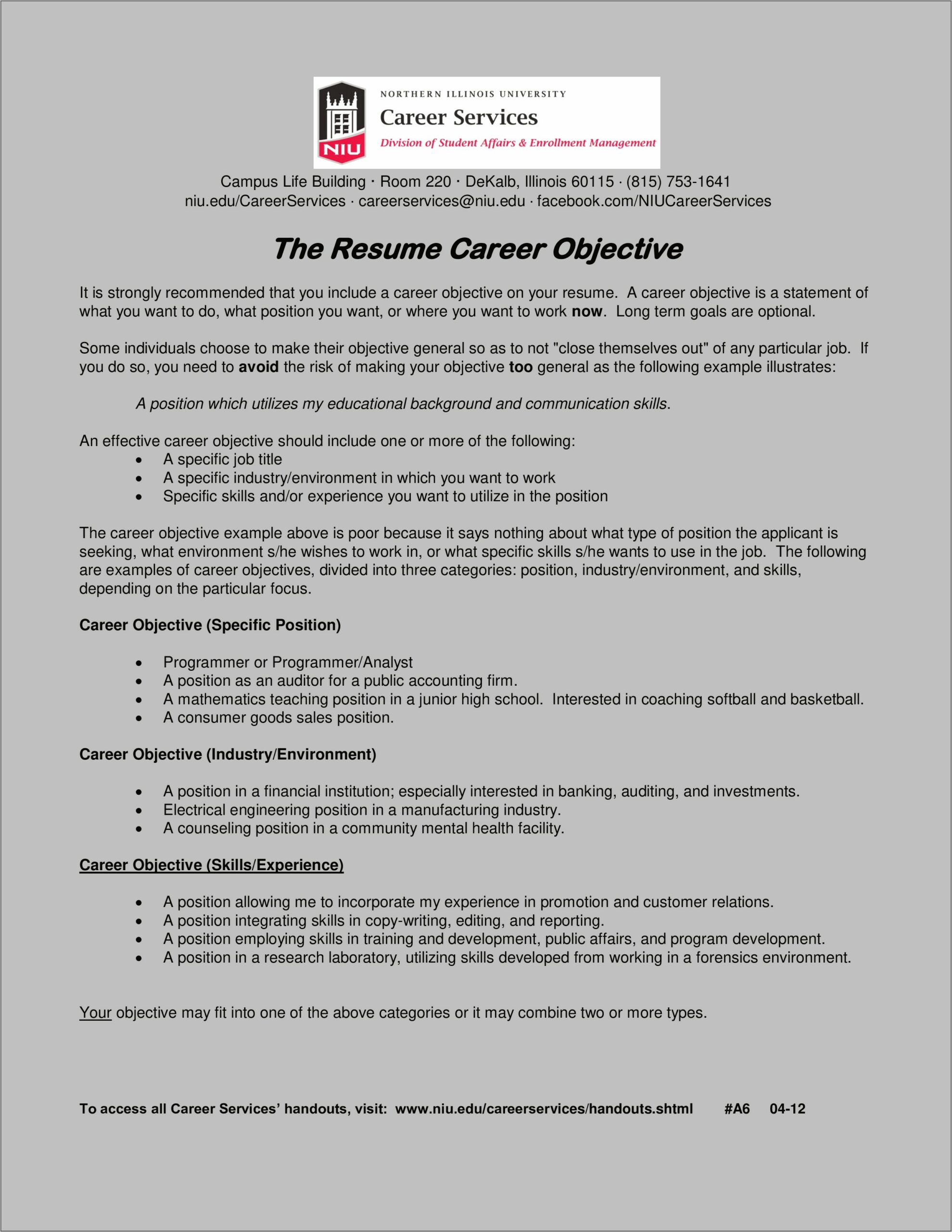Best Career Objective For It Resume