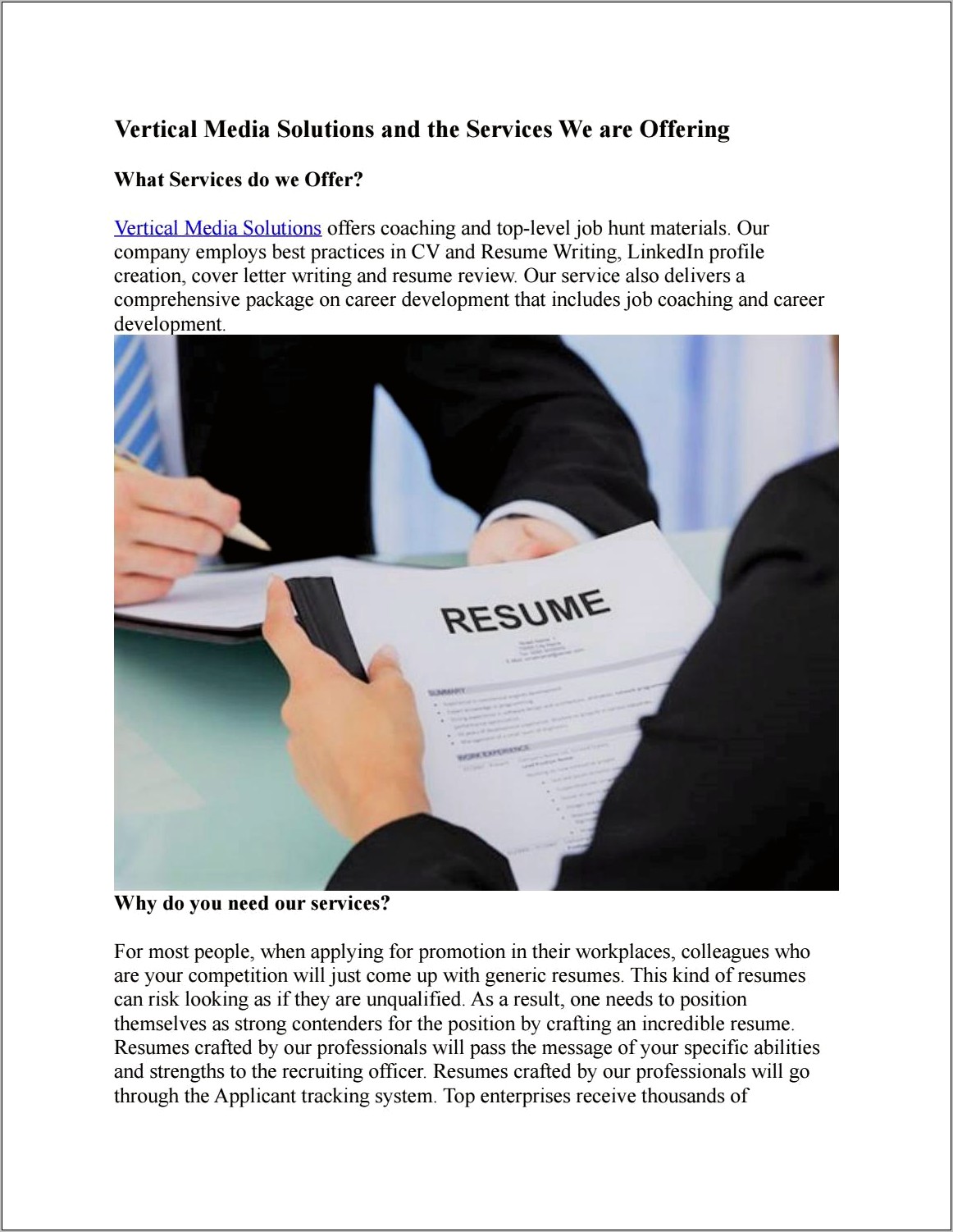 Best Companies For Resume Writing For Media Professional