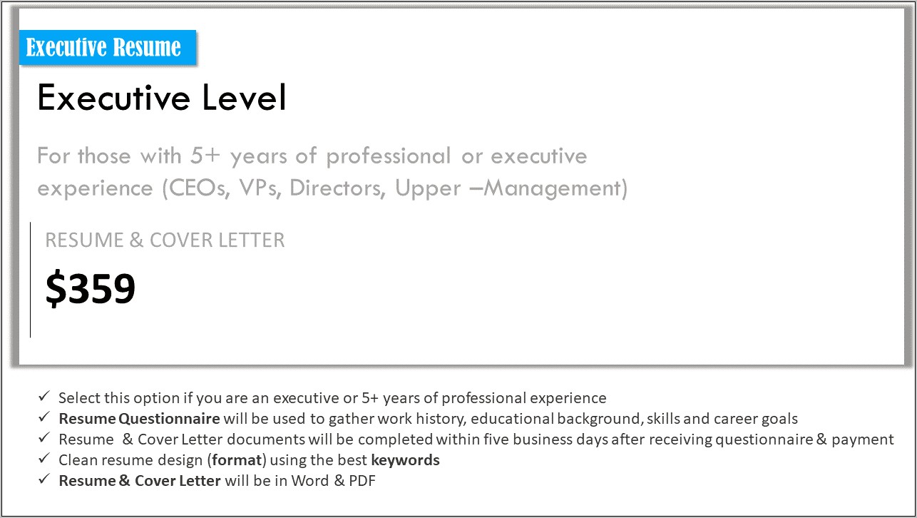 Best Cover Letter For Executive Resume