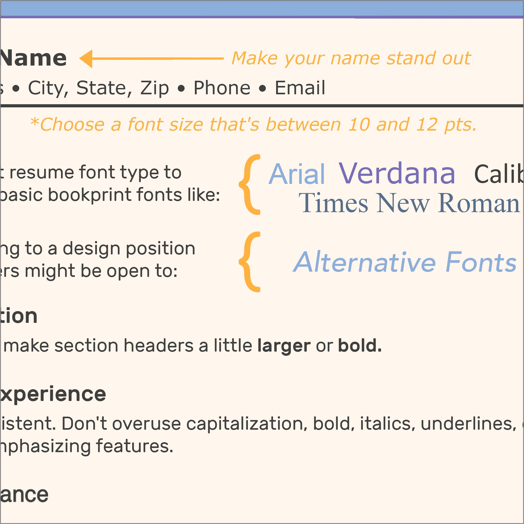 Best Fonts And Sizes For Resume In Usa