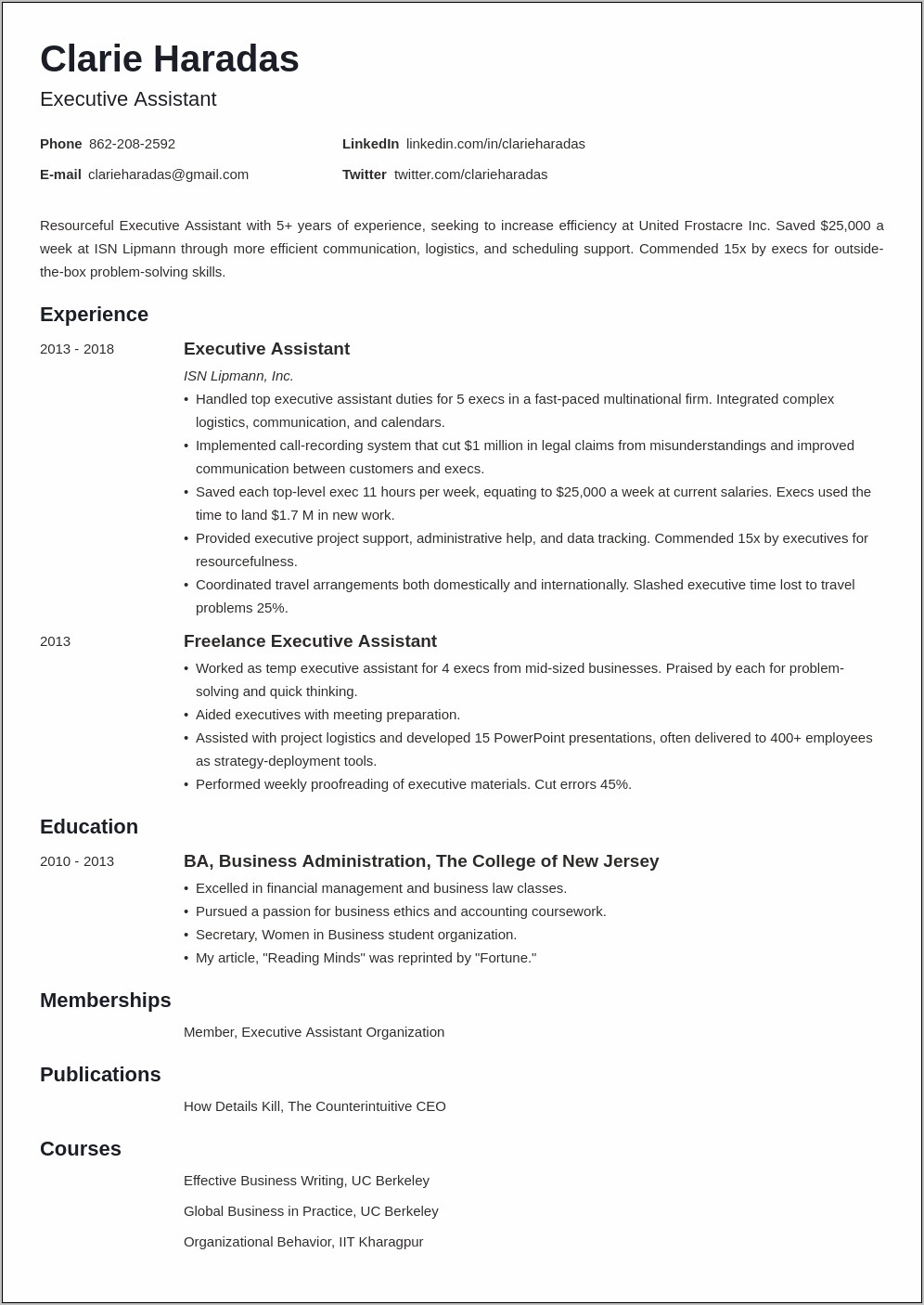 Best Format For Executive Resume