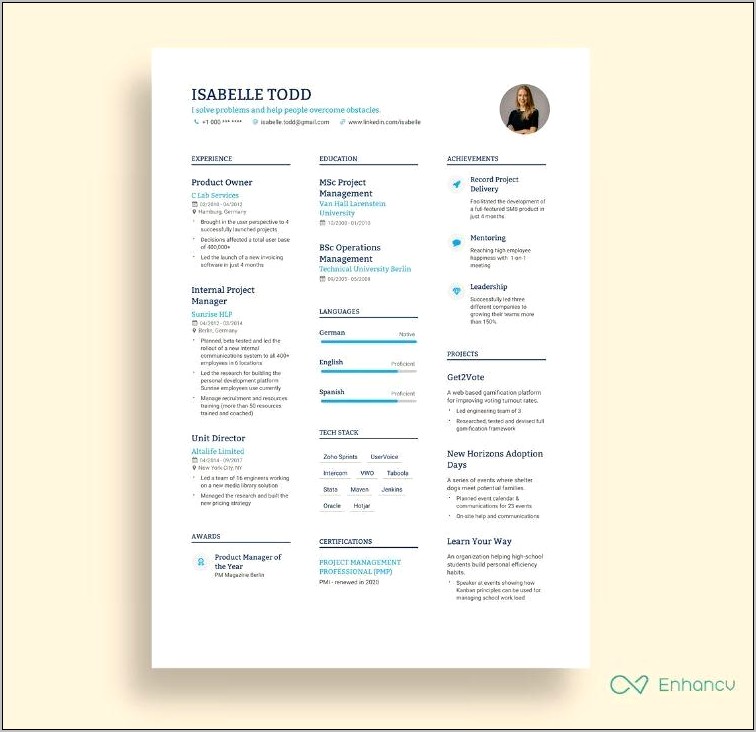 Best Format For One Page Resume