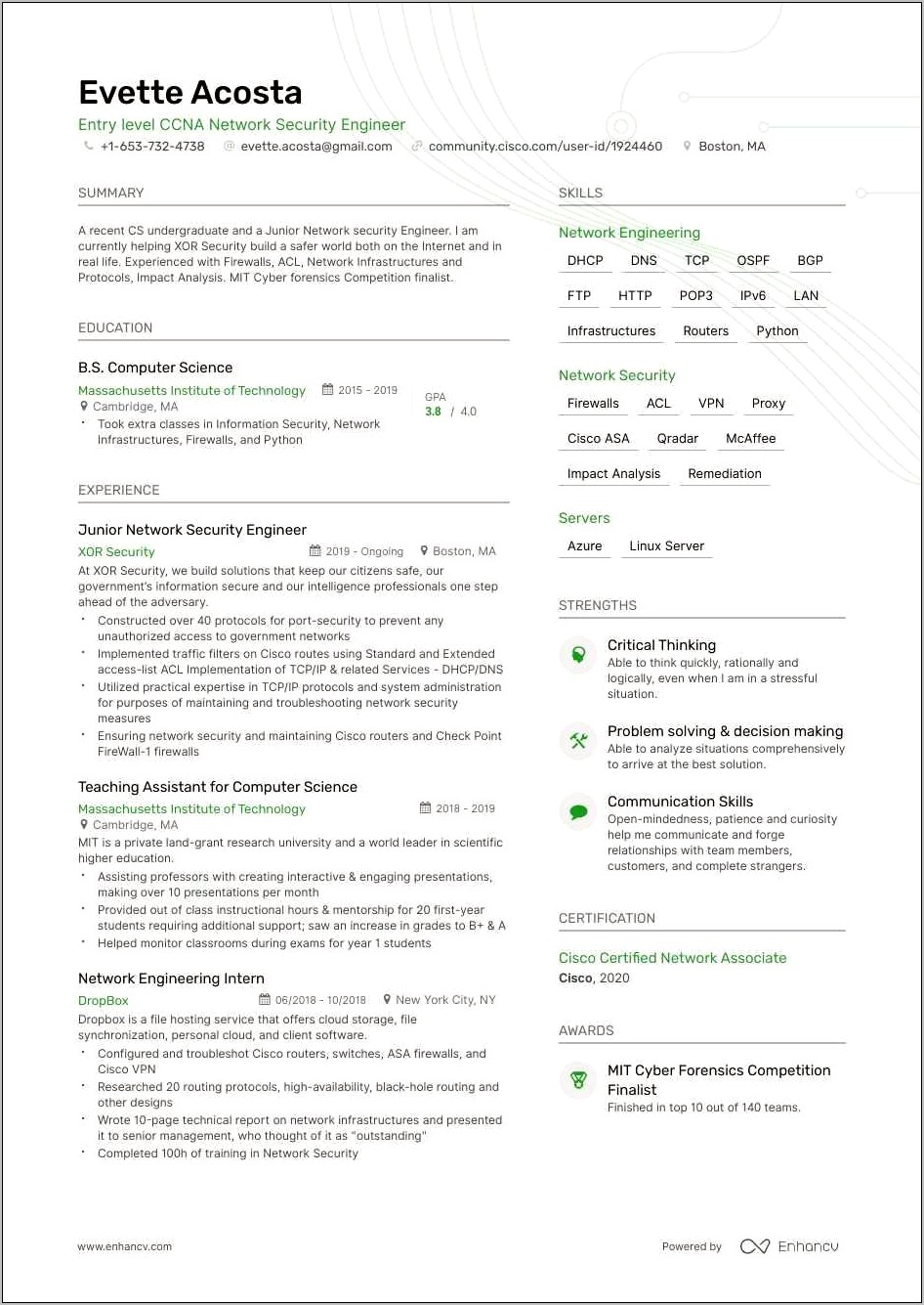 Best Google Hired Resume Computer Cience
