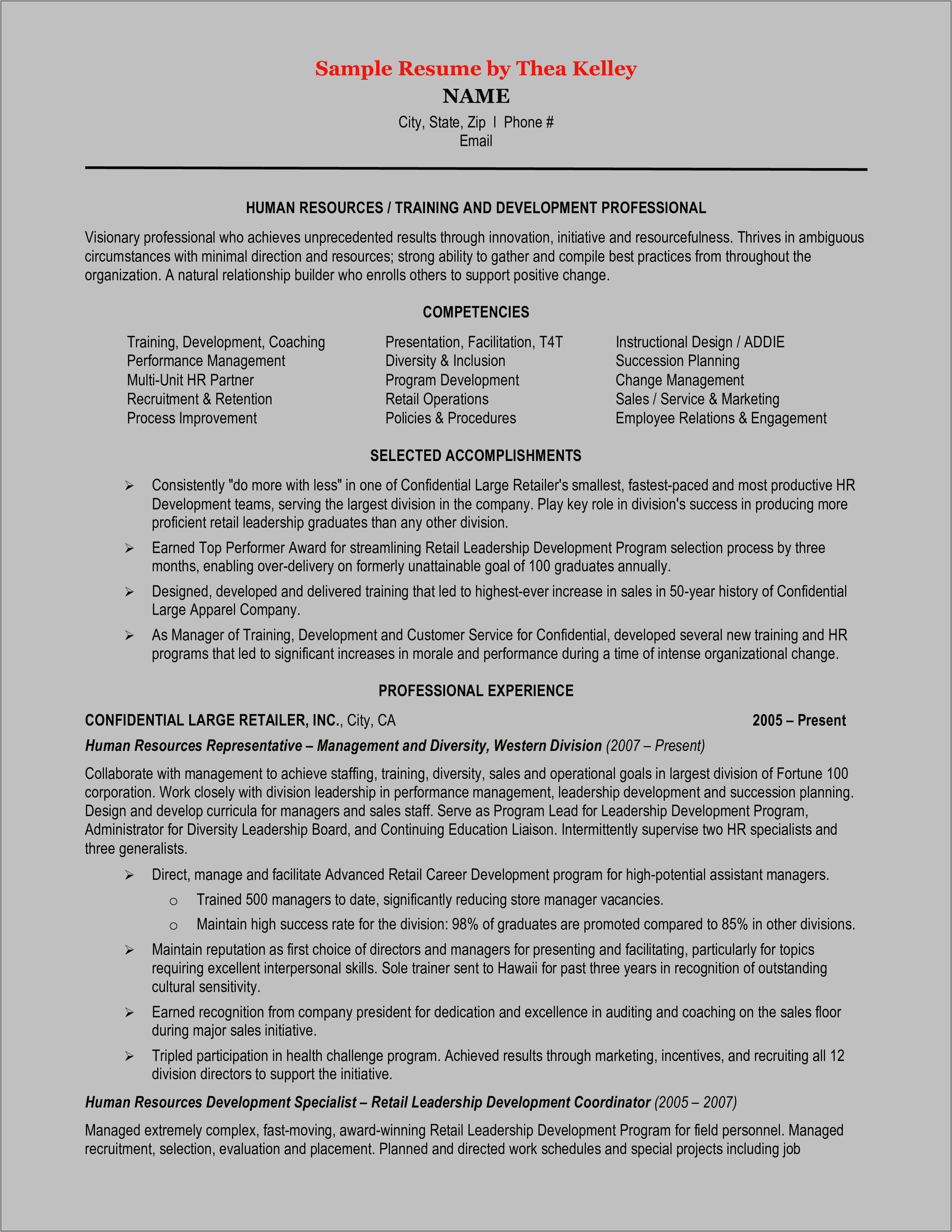 Best Human Resource Manager Resume Sample