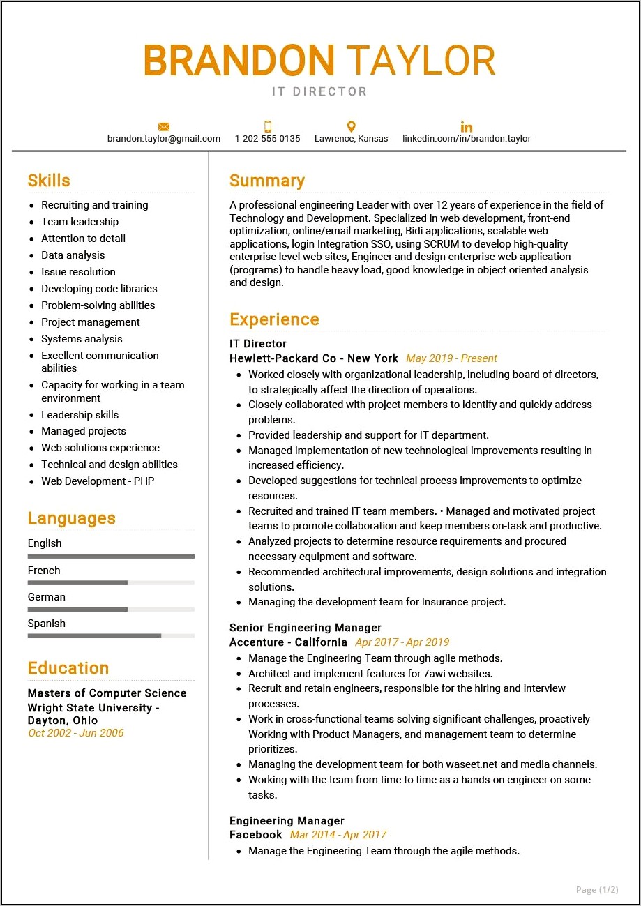 Best It Resume Templates 2019 For Federal