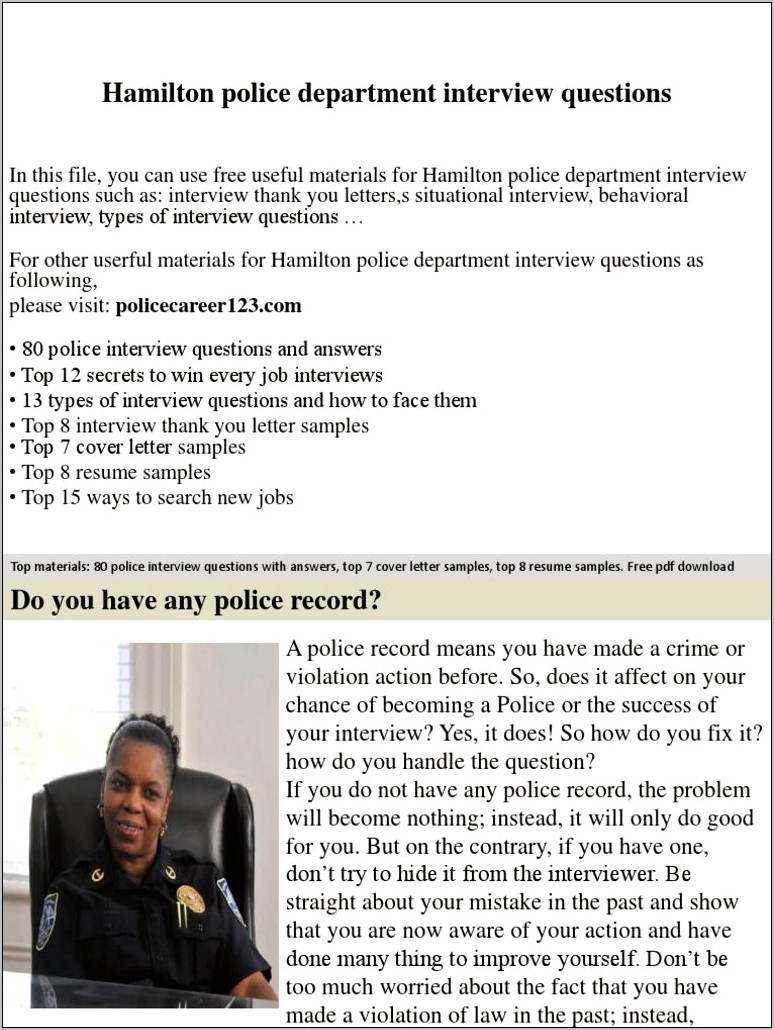 Best Kind Of Resume For Police Applicatiosn