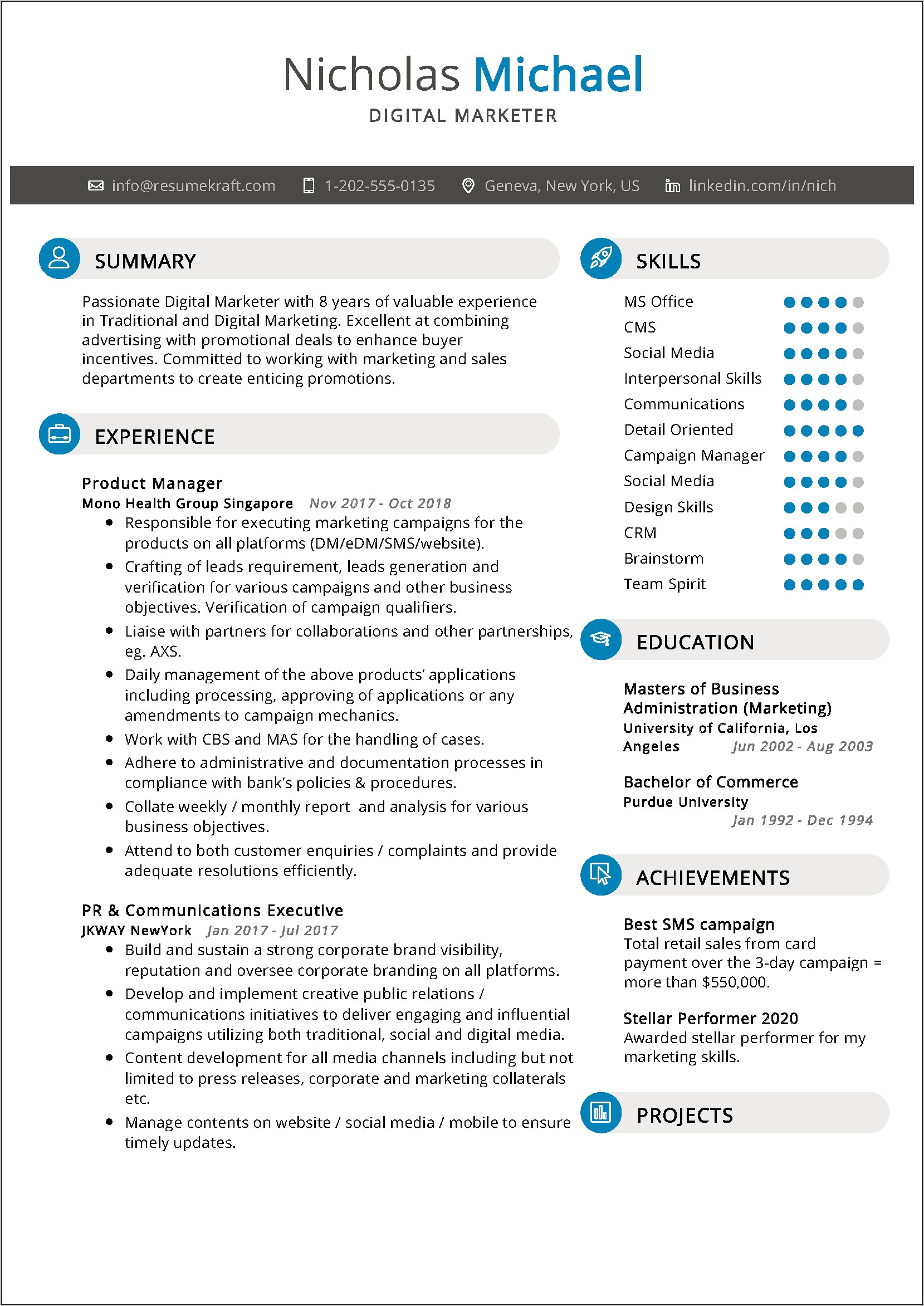 Best Resume Examples For Freshers Pdf