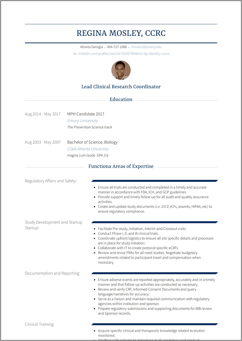 Best Resume For Clinical Research