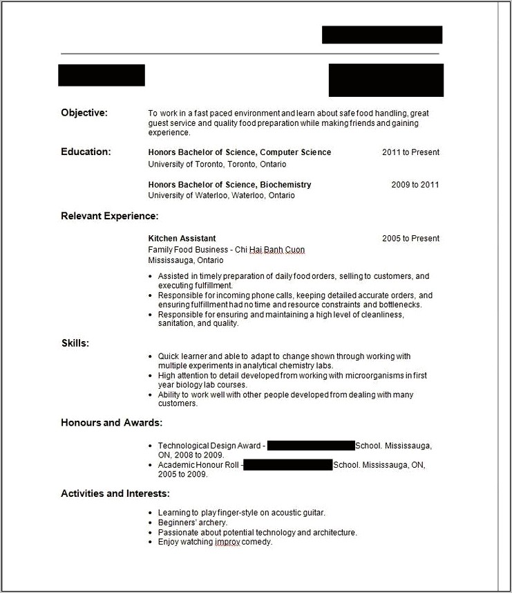 Best Resume For Young Person With Little Experience