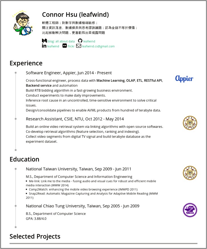 Best Resume Format For A Job In Taiwan