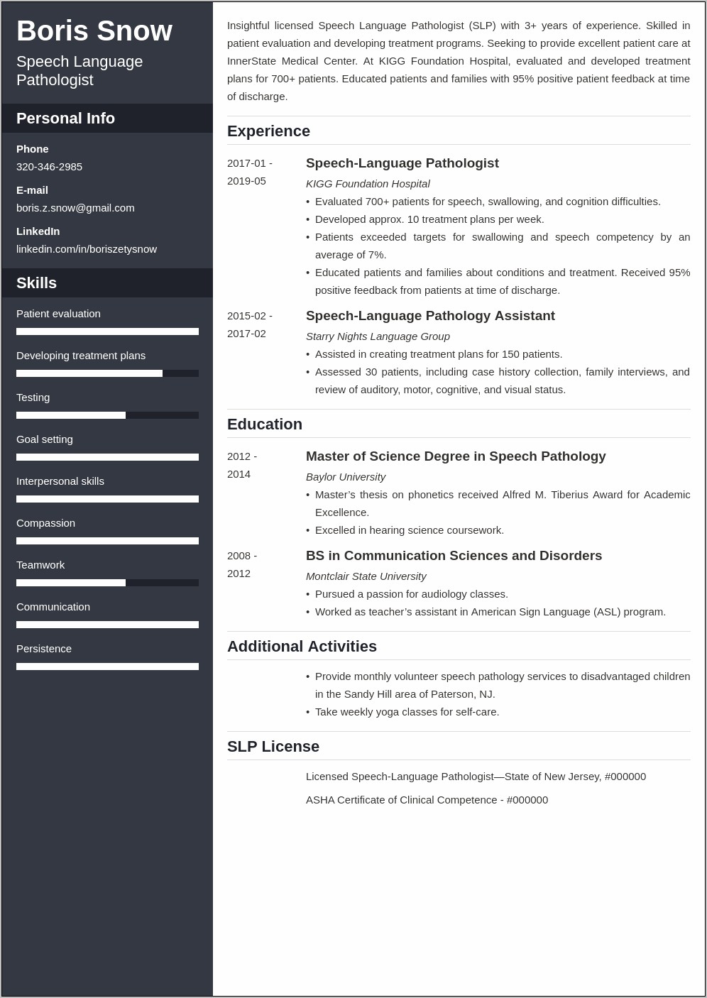 Best Resume Format For A Speech Language Pathologist