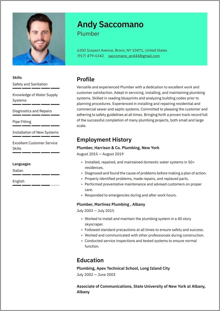 Best Resume Format For A Tradesman
